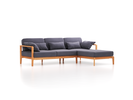 Loungesofa Linera, schmal mit Liegeteil rechts, Wollstoff Elverum Torfblau (82), Buche