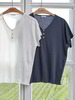Shirt-Kurzarm-Ajour, weiss & graublau