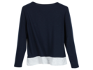 Shirt langarm mit farbig abgesetzter Blende, 39 dunkelblau