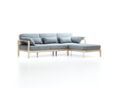 Loungesofa Linera, schmal mit Liegeteil rechts, Wollstoff Kaland Kiesel (68), Esche