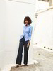 Culotte, dark denim & Blusenshirt, jeans blau