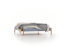 Bett Lorea ohne Betthaupt, 180 x 210 cm, Wollstoff Elverum Blaugrau (83), Buche