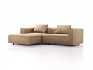 Lounge-Sofa Sereno, bodennah, B267xT180xH71 cm, Sitzhöhe 43 cm, mit Liegeteil links inkl. 2 Kissen (70x55 cm), Buche, Wollstoff Stavang Sand
