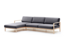 Loungesofa Linera, breit mit Liegeteil links, Wollstoff Stavang Stein, Esche