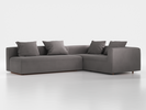 Ecksofa Sereno mit Schlaffunktion inkl. 4 Kissen (70x55 cm), B 300 x T 235 cm, Bodennah, Eckteil rechts, mit Bezug Wollstoff Elverum Mocca (73), Buche