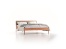 Bett Almeno mit Kopfhaupt inkl. abnehmbare Housse, 160 x 200 cm, Wollstoff Stavang Sand (66), Kernbuche