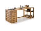 Schreibtisch mit Einschubschrank & Grundgestell QUINT in Eiche