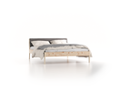 Bett Almeno mit Kopfhaupt inkl. abnehmbare Housse, 160 x 200 cm, Wollstoff Elverum Mocca (73), Zirbe