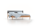 Bett Alwy mit Polsterbetthaupt, 200 x 200 cm, Wollstoff Stavang Kiesel (62), Eiche
