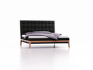 Polsterbett Filomena, 180 x 200 cm, Wollstoff Kaland Mocca, Buche