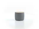 Sofatisch/Hocker Tambor mit Stauraum u. Holzdeckel, H 34,3 cm, Ø 39 cm, Bezug Wollstoff Kaland Kiesel (68), Esche