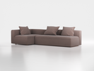 Ecksofa Sereno mit Schlaffunktion inkl. 3 Kissen (70x55 cm), Bodennah, B 300 x T 150 cm, Eckteil links, mit Bezug Wollstoff Tano Natur Dunkel (81), Buche