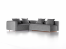 Ecksofa Sereno mit Schlaffunktion inkl. 4 Kissen (70x55 cm), B 300 x T 235 cm, Bodennah, Eckteil links, mit Bezug Wollstoff Elverum Mocca (73), Buche