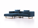 Lounge-Sofa Sereno, B267xT180xH71 cm, Sitzhöhe 43 cm, mit Liegeteil links inkl. 2 Kissen (70x55 cm), Kufenfuß Eiche, Wollstoff Elverum Ozean