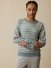 Pullover aus Bio-Baumwolle, taubenblau/grau melange ringel