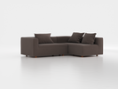 Ecksofa Sereno mit Liegeteil, inkl. 3 Kissen (70x55 cm), Liegeteil rechts, B 246 x T 180 cm, Bodennah, mit Bezug Wollstoff Tano Natur Dunkel (81), Buche