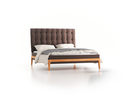 Polsterbett Filomena, 160 x 200 cm, Wollstoff Tano Natur Dunkel (81), Buche