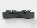 Ecksofa Sereno inkl. 4 Kissen (70x55 cm), Eckteil rechts, B 276 x T 235 cm, Bodennah, mit Bezug Wollstoff Elverum Grüngrau (84), Eiche