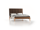 Polsterbett Filomena, 160 x 200 cm, Wollstoff Stavang Torf (64), Buche