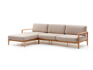 Loungesofa Linera, breit mit Liegeteil links, Wollstoff Elverum Haselnuss, Eiche