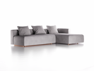 Lounge-Sofa Sereno mit Schlaffunktion inkl. 3 Kissen (70x55 cm), B 320,5 x T 180 cm, Bodennah, Liegeteil rechts, Buche, mit Bezug Wollstoff Stavang Kiesel (62)