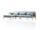 Loungesofa Linera, breit mit Liegeteil links, Wollstoff Kaland Kiesel (68), Eiche