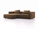 Lounge-Sofa Sereno, bodennah, B267xT180xH71 cm, Sitzhöhe 43 cm, mit Liegeteil links inkl. 2 Kissen (70x55 cm), Eiche, Wollstoff Stavang Haselnuss