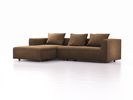 Lounge-Sofa Sereno, bodennah, B297xT180xH71 cm, Sitzhöhe 43 cm, mit Liegeteil links inkl. 3 Kissen (70x55 cm), Eiche, Wollstoff Stavang Haselnuss