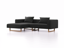 Lounge-Sofa Sereno, B267xT180xH71 cm, Sitzhöhe 43 cm, mit Liegeteil links inkl. 2 Kissen (70x55 cm), Kufenfuß Eiche, Wollstoff Kaland Mocca