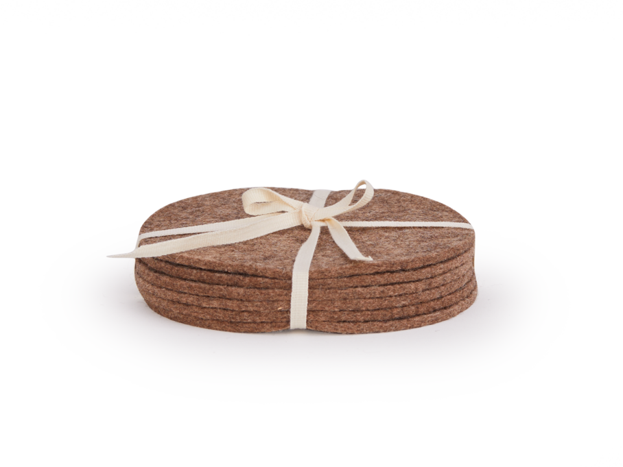 Glasuntersetzer aus Wollfilz, braun