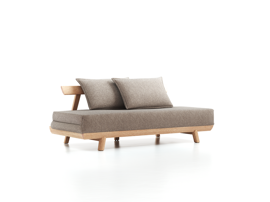 Bettsofa Doppio 160x200 cm inkl. 2 Kissen (80x55 cm) mit Bezug, Wollstoff Tano Natur (79), Buche