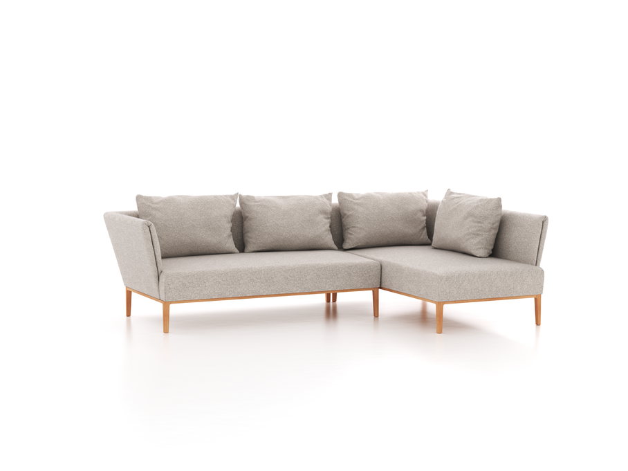 Ecksofa Lorea, Liegeteil rechts, inkl. 4 Kissen (60x85 cm), B 270 x T 175 cm, mit Bezug Wollstoff Tano Natur (79), Buche