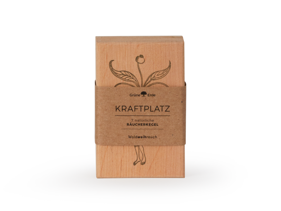 Räucherkegel Kraftplatz im Holzkistchen, 7 Kegel