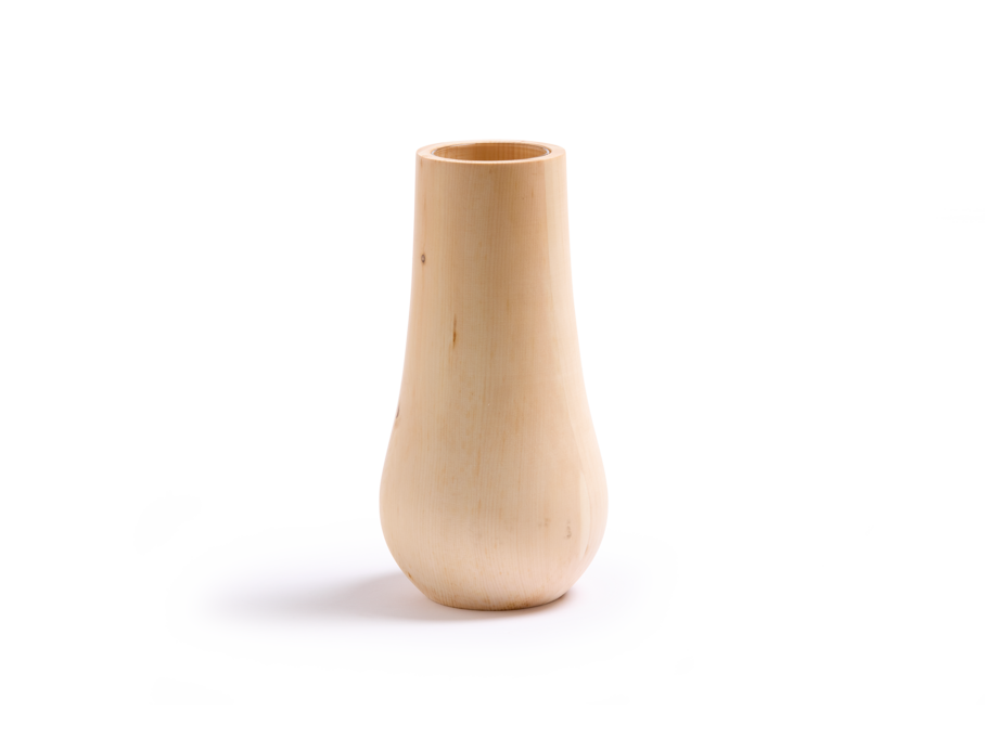 Vase aus Zirbenholz, glatt, inkl. Glaseinsatz