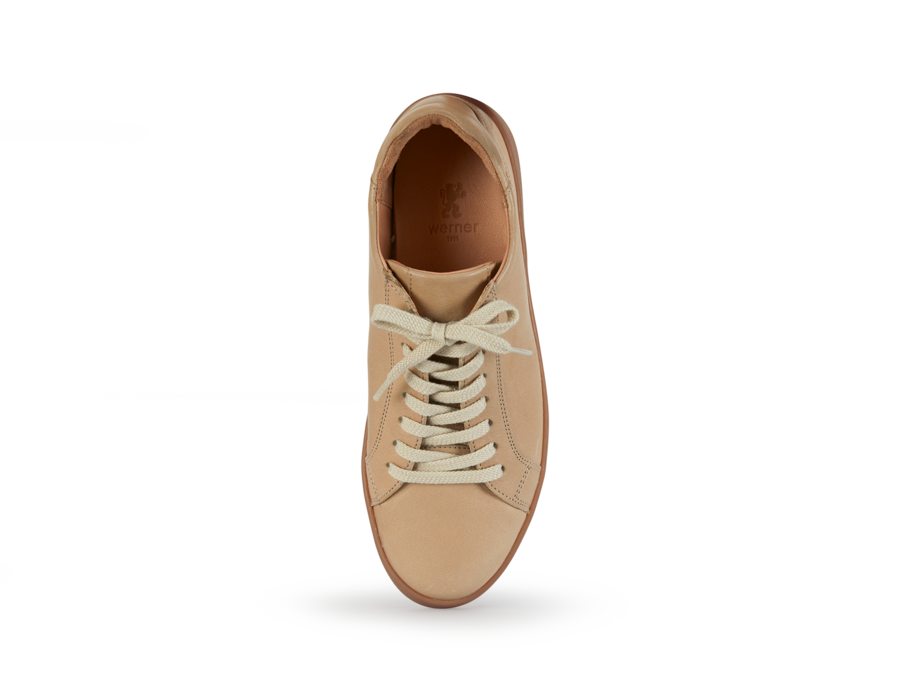 Ledersneaker, creme brulé