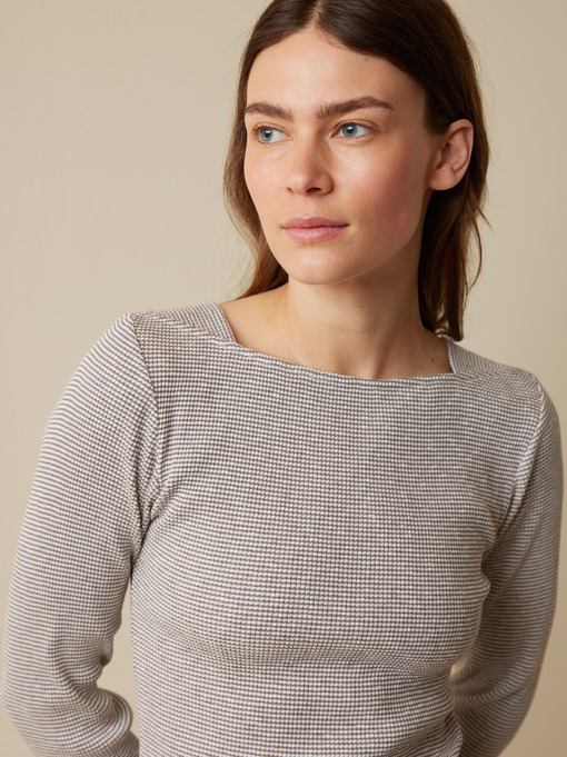 Langarmshirt aus Bio Baumwolle, ringel-rippe natur/grau