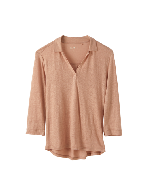 Blusenshirt 3/4 Arm aus Leinen, sandelholz