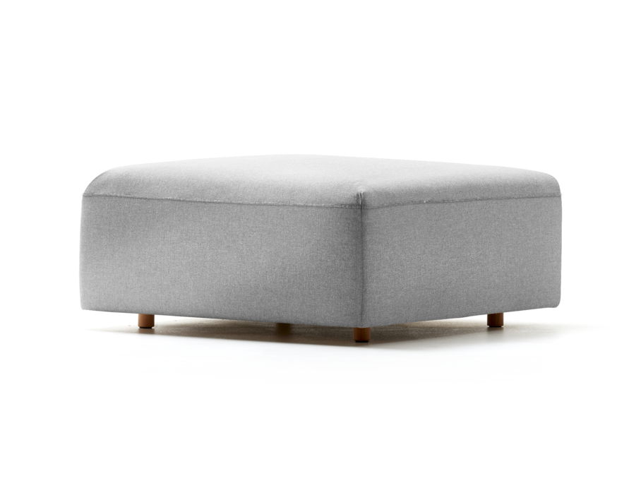 Hocker Sereno, bodennah, Buche, Wollstoff Kaland Kiesel