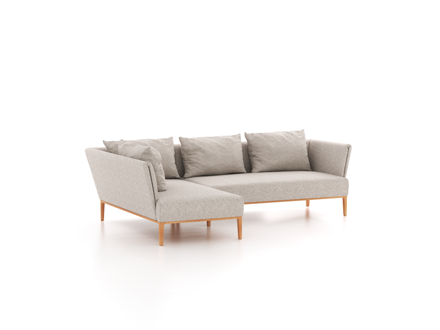 Ecksofa Lorea, Liegeteil links, inkl. 4 Kissen (60x85 cm), B 270 x T 175 cm, mit Bezug Wollstoff Tano Natur (79), Buche