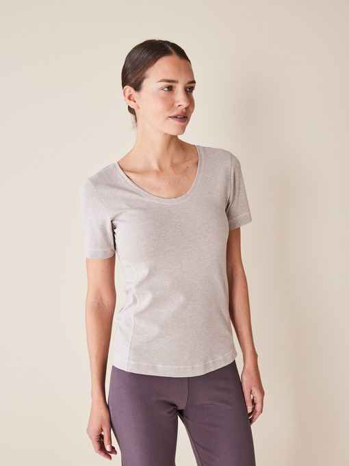 Shirt Kurzarm, walnuss melange