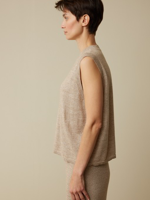 Stricktop aus Bio-Leinen und Wolle, leinen melange