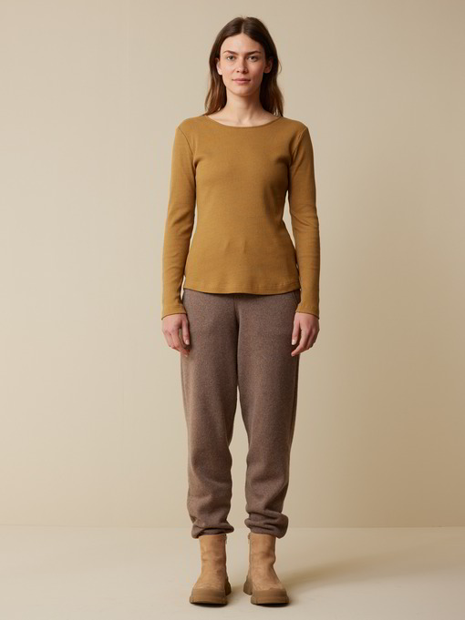 Langarmshirt aus Bio Baumwolle/Wolle, bronze melange
