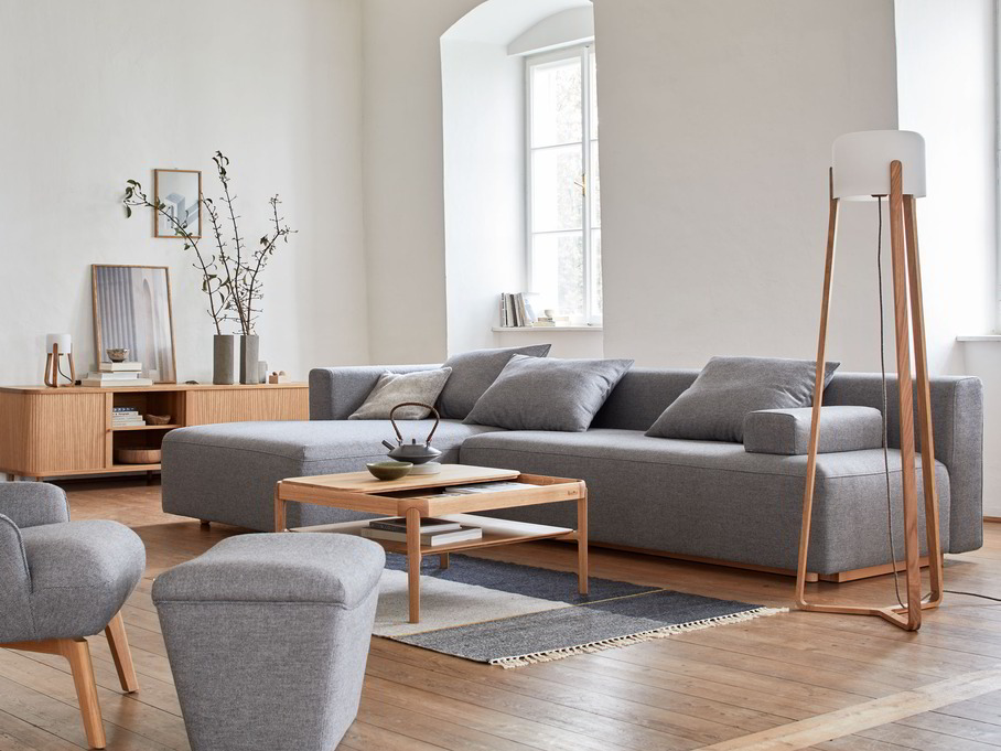 Hinweis: Abbildung Lounge-Sofa Sereno mit Schlaffunktion. Buche, Wollstoff Tano Natur