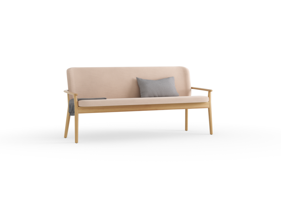 Polsterbank Kilian, 180 cm, Wollstoff Elverum Haselnuss, Eiche
