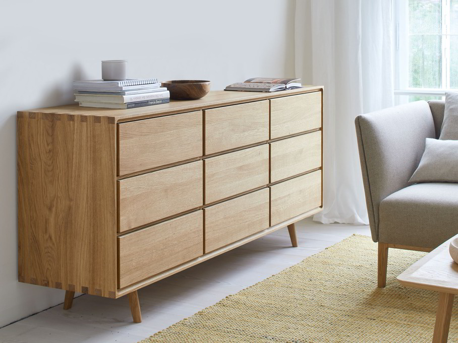 Sideboard Tesoro mit 9 Laden, Eiche