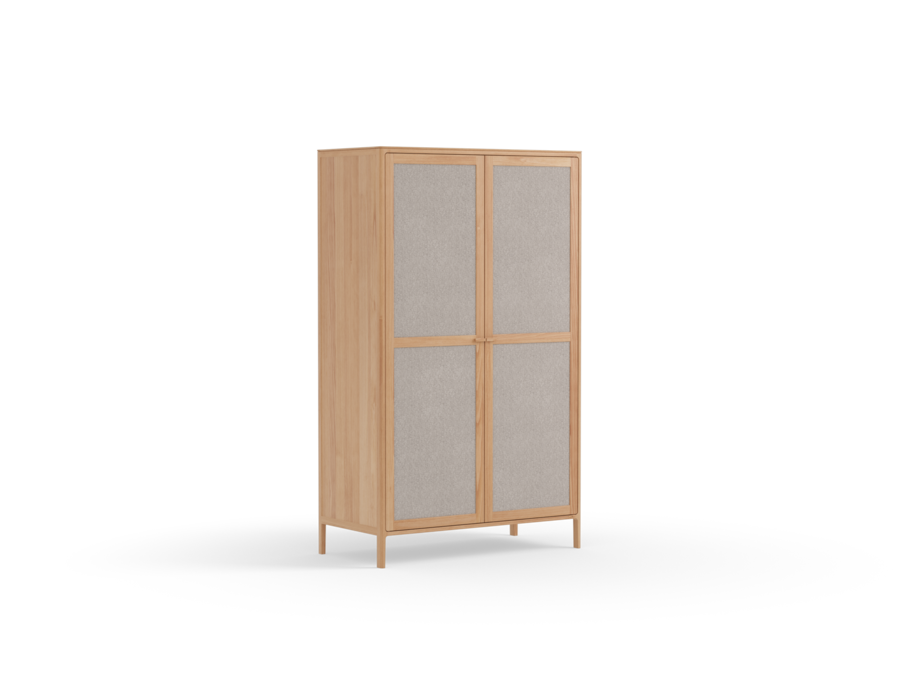  Kleiderschrank Tenso 2-türig, Wollstoff Tano Natur, Buche