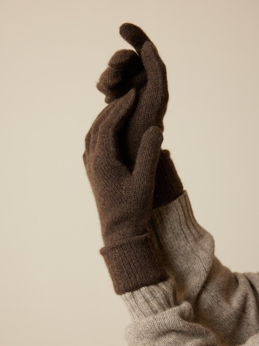 Handschuhe aus Yakwolle, espresso