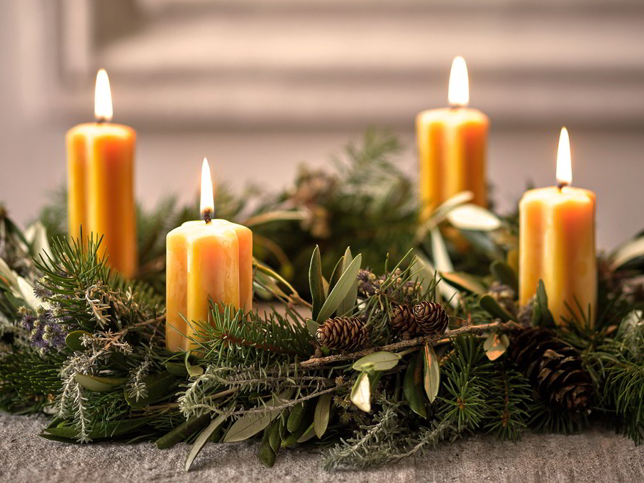 4er-Set Adventkranzkerzen aus Bienenwachs, Sternenform