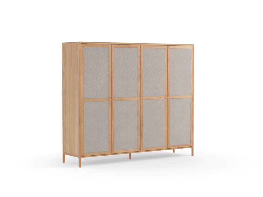 Kleiderschrank Tenso 4-türig, Wollstoff Tano Natur (79), Buche