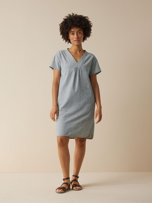 Kleid aus Bio-Baumwolle, streif blau-weiss